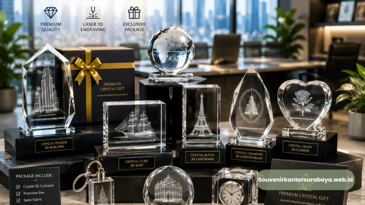 Souvenir Kantor Surabaya Premium Kristal